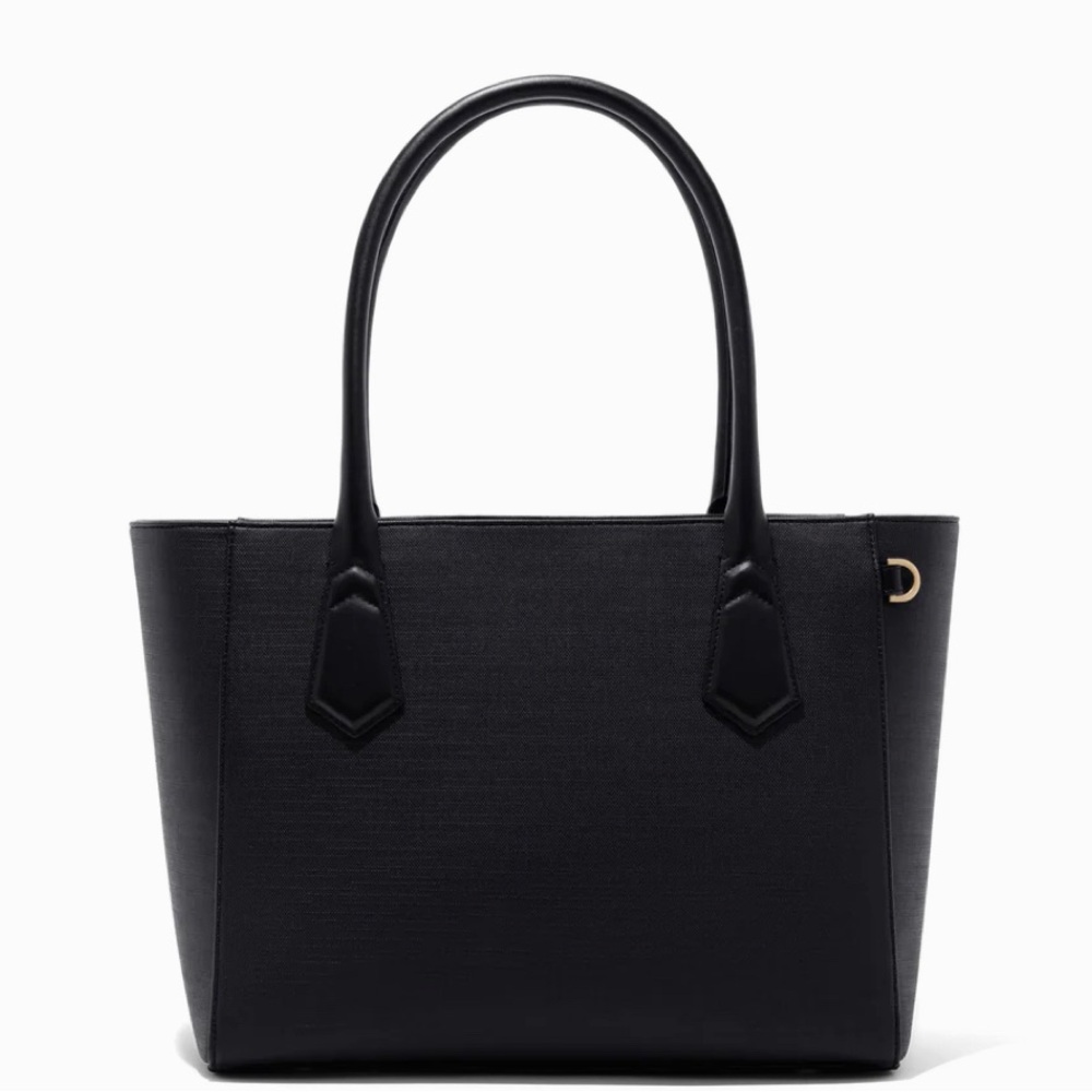 Black Shoulder Bag with Textured Material and Sturdy Handles